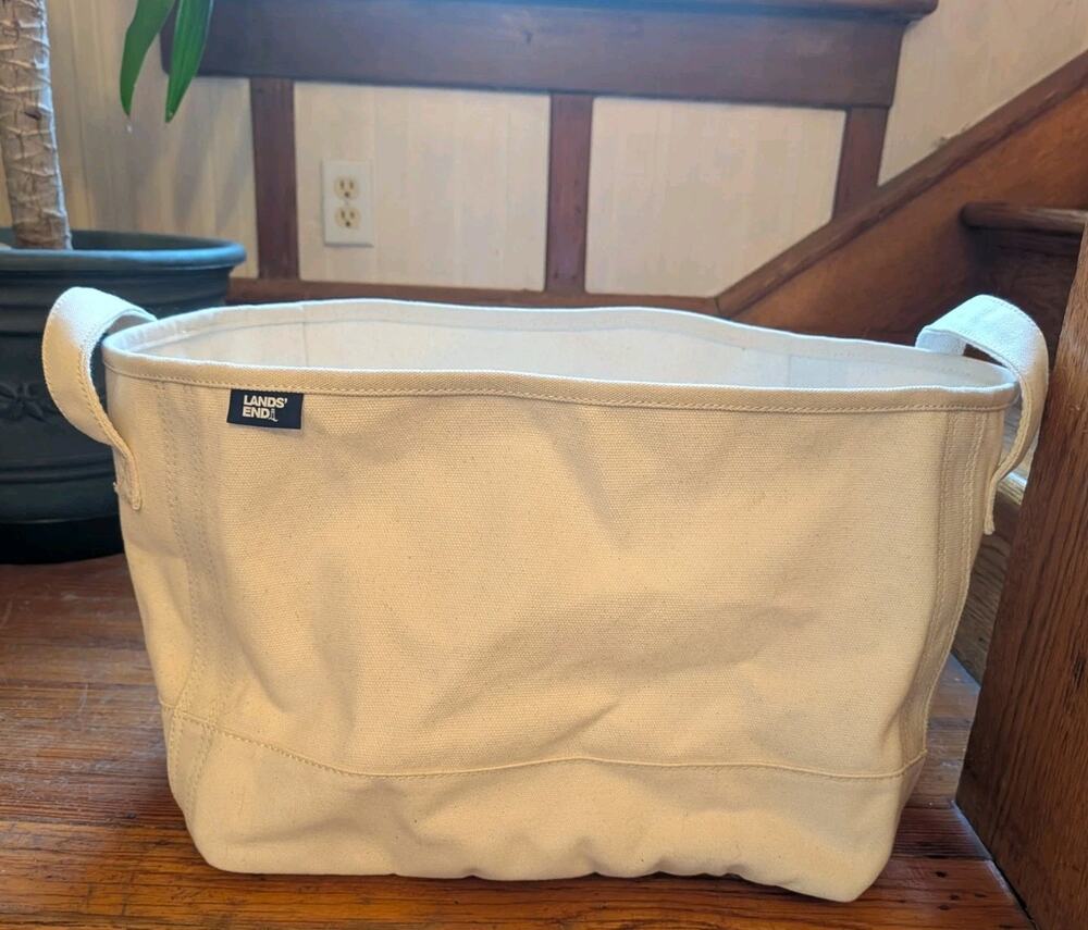 Vintage Lands End Canvas Cream Large Tote 62830 Cream
